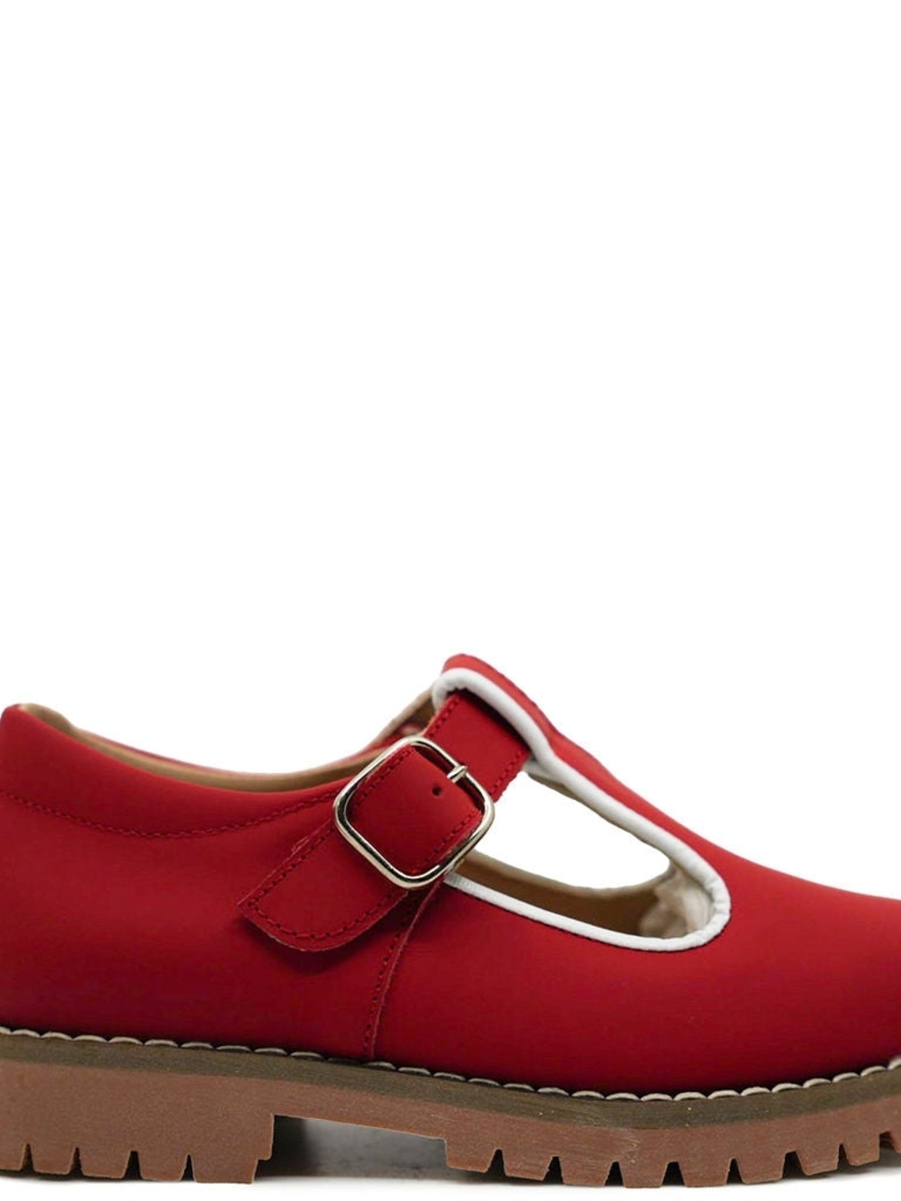 Blublonc Red Mary Jane T-Strap Shoe with Buckle